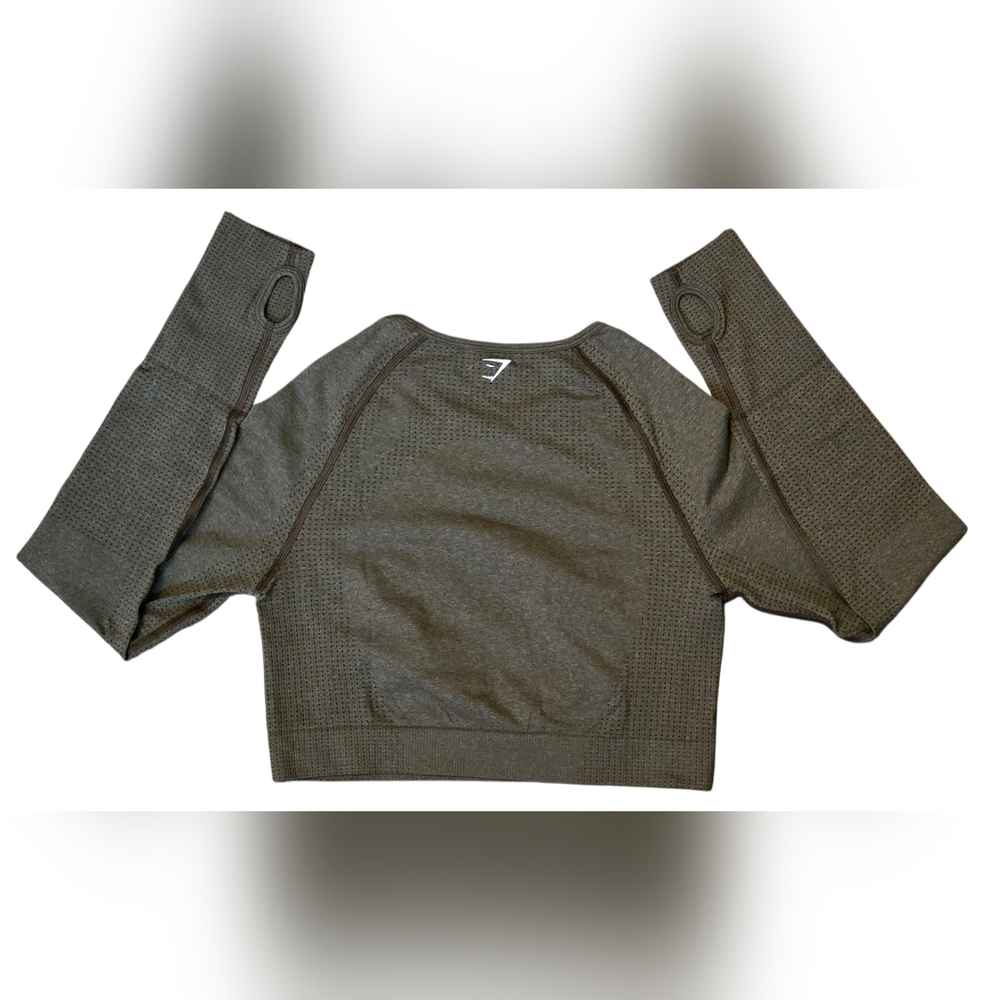 SOLD!! Gymshark Vital Seamless Brown Fitted Long Sleeve Crop Top - Picture 8 of 9